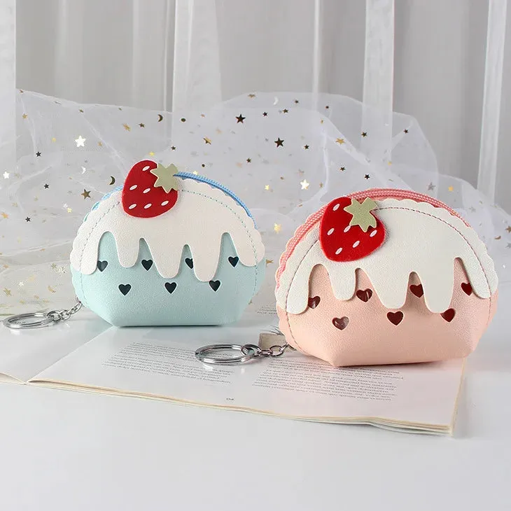 🍓 Sweet Strawberry Zipper Coin Purse 🥳 Cute Mini Wallet & Keychain Organizer for Fun Adventures! ✨