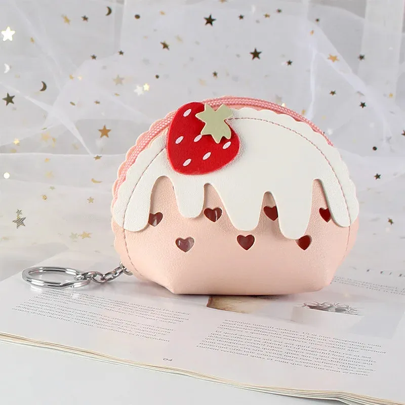 🍓 Sweet Strawberry Zipper Coin Purse 🥳 Cute Mini Wallet & Keychain Organizer for Fun Adventures! ✨
