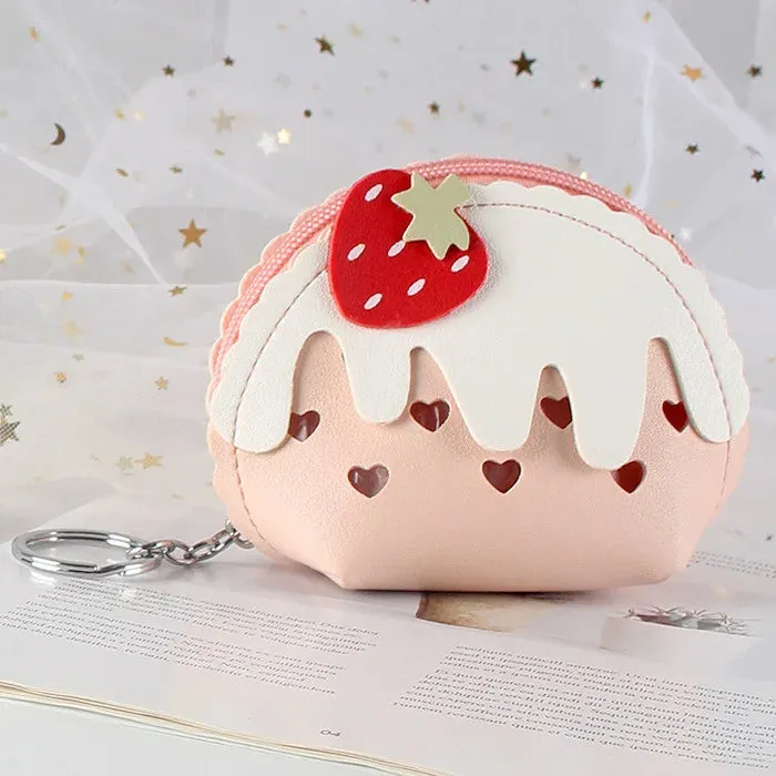 🍓 Sweet Strawberry Zipper Coin Purse 🥳 Cute Mini Wallet & Keychain Organizer for Fun Adventures! ✨