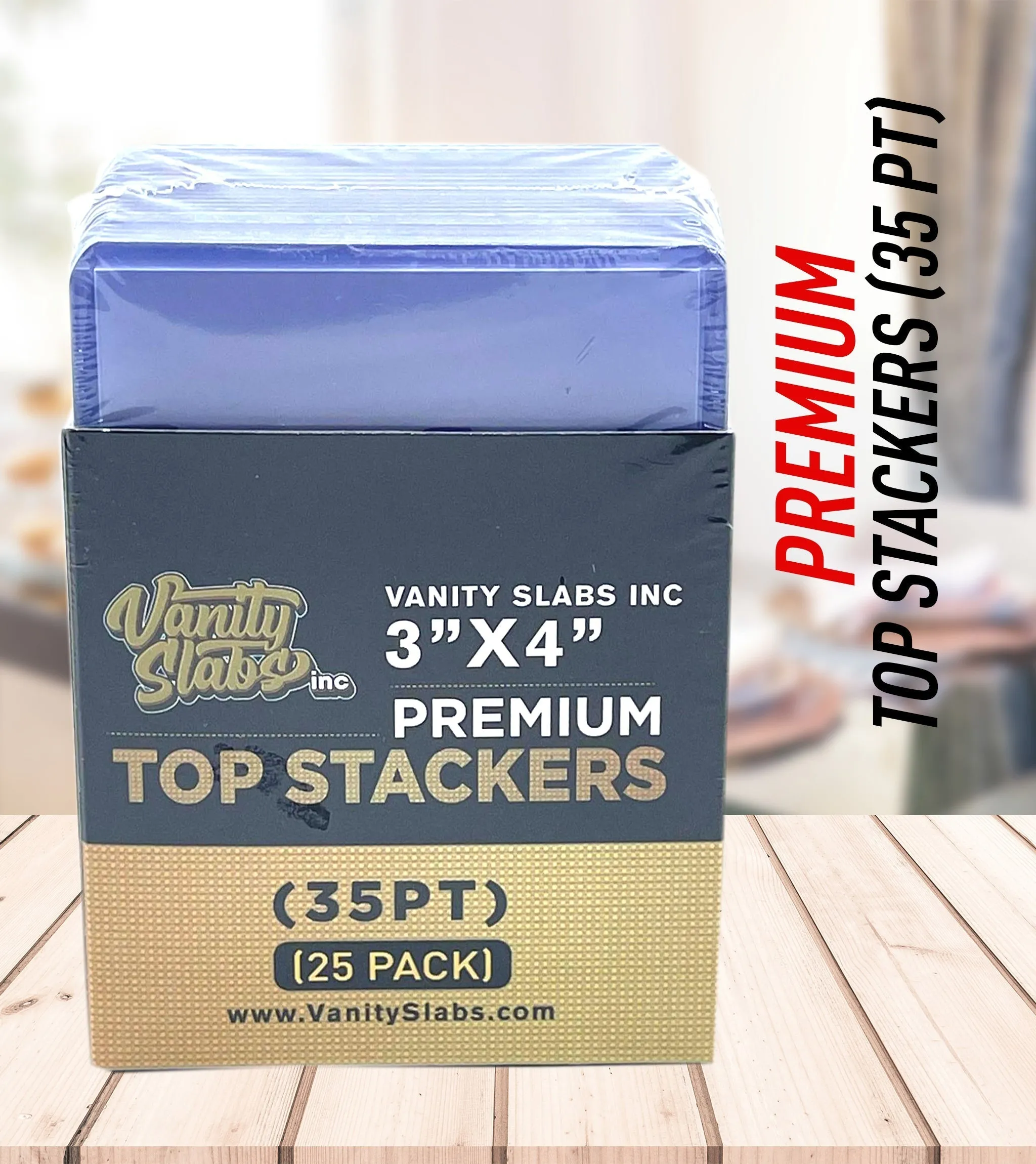 100 Vanity Slabs Premium Top Stackers w/ Film 35pt Card Loaders