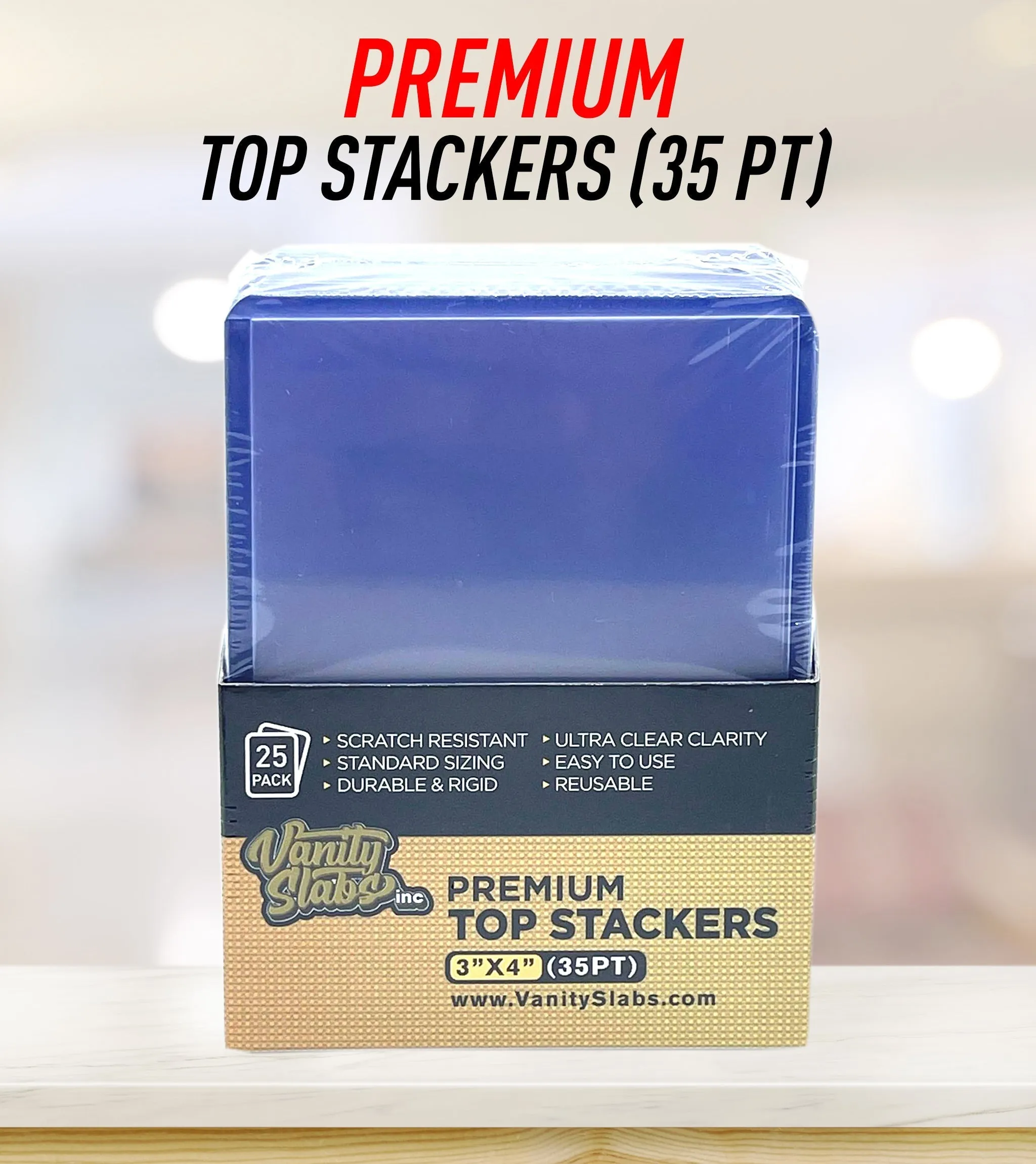 100 Vanity Slabs Premium Top Stackers w/ Film 35pt Card Loaders