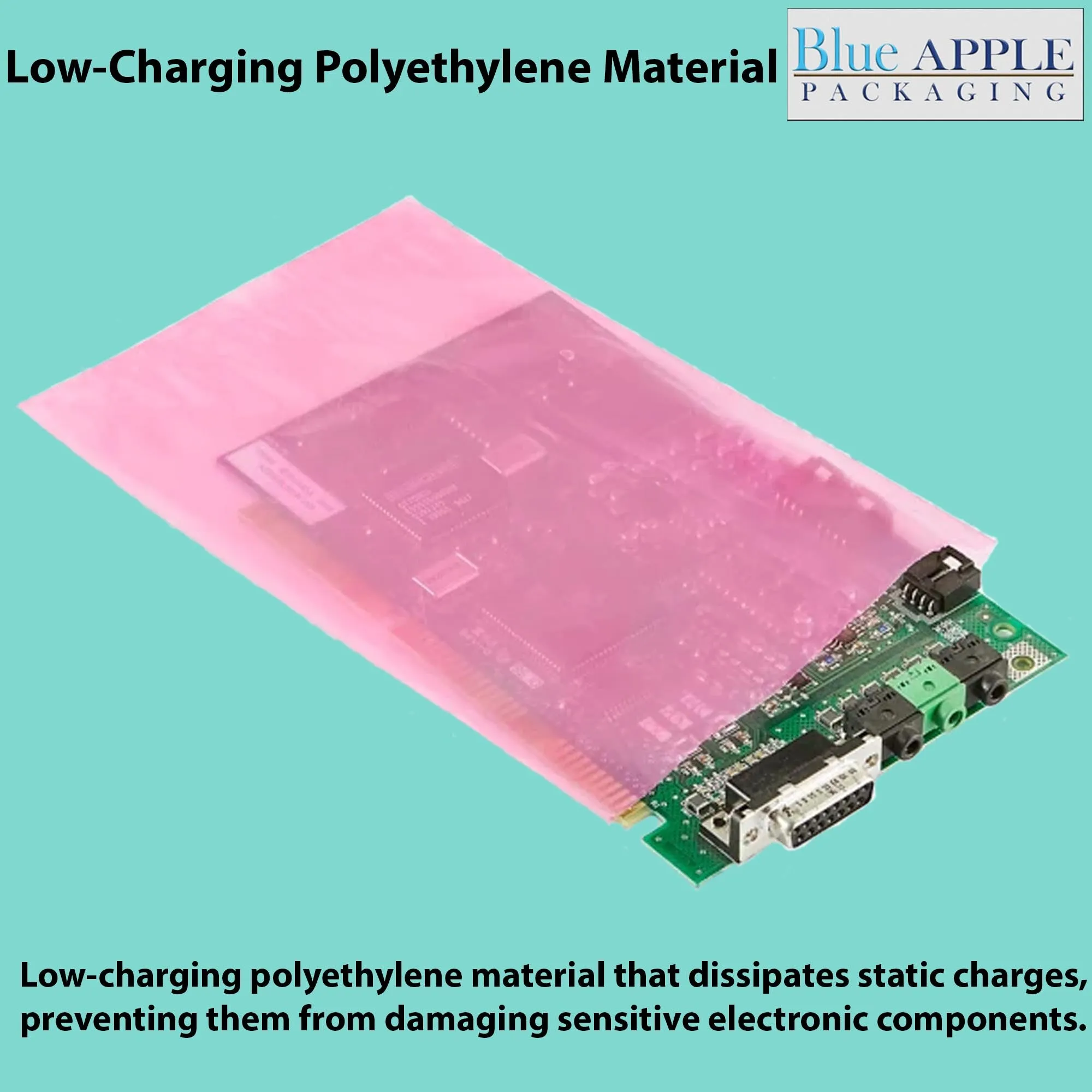 10X16 inches Pink Anti Static Bags 4 Mil Flat