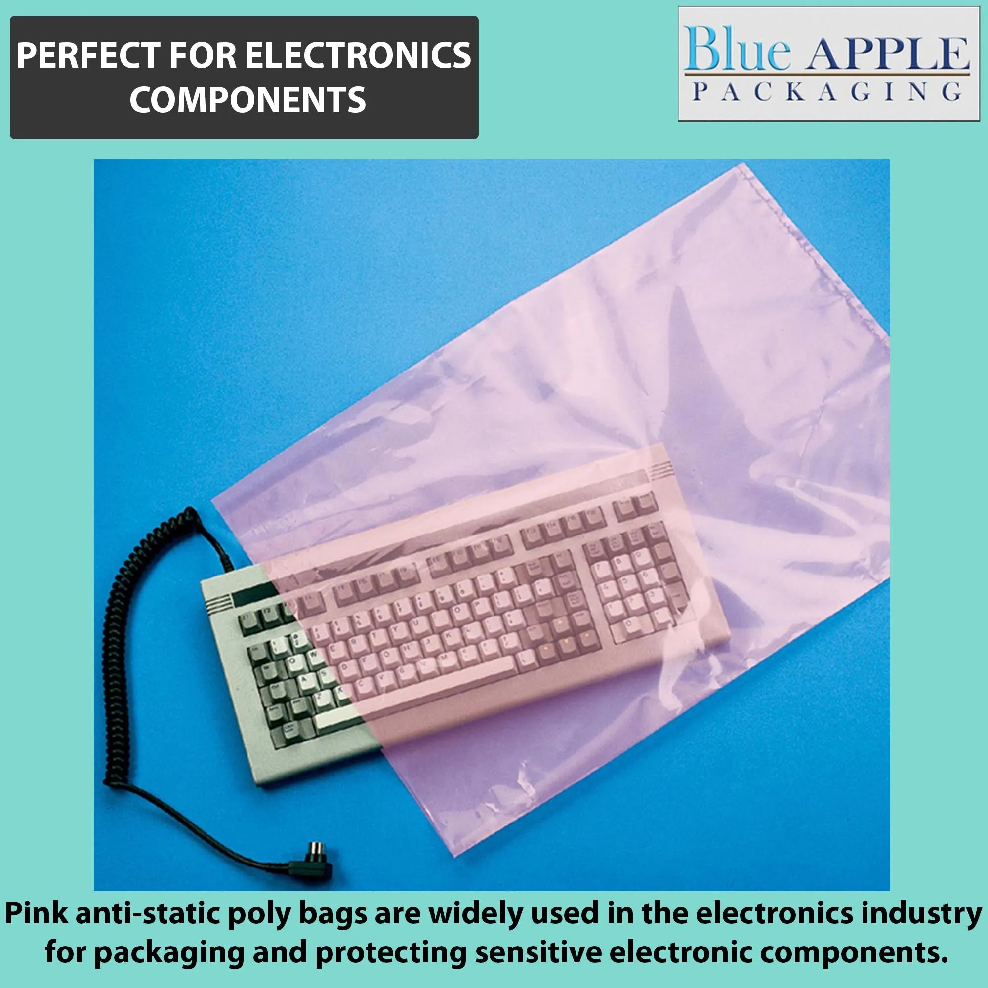 10X16 inches Pink Anti Static Bags 4 Mil Flat