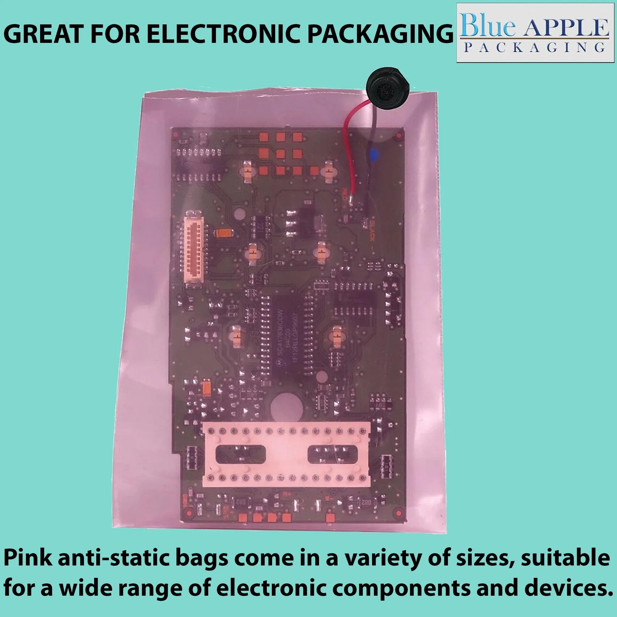 10X16 inches Pink Anti Static Bags 4 Mil Flat