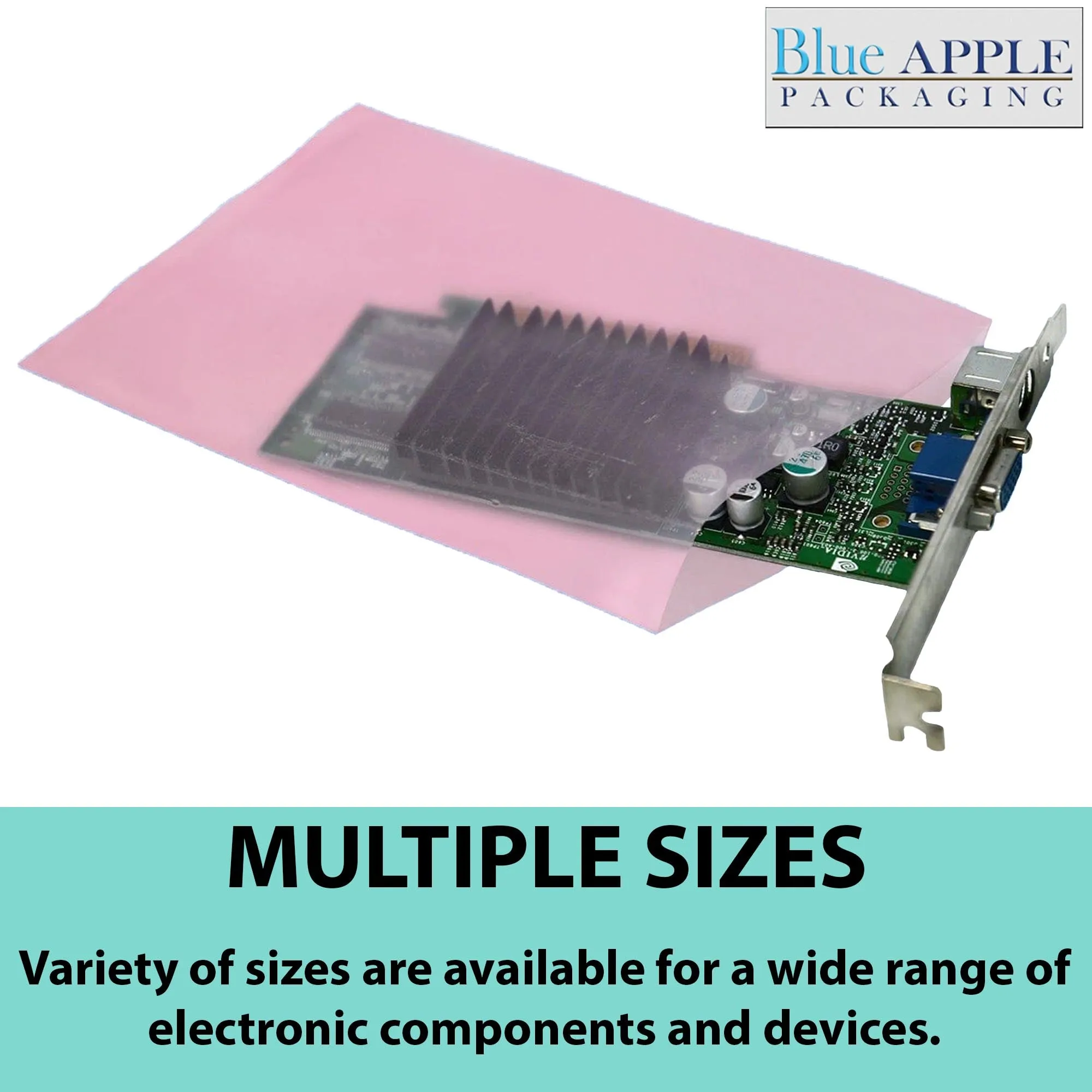 10X16 inches Pink Anti Static Bags 4 Mil Flat
