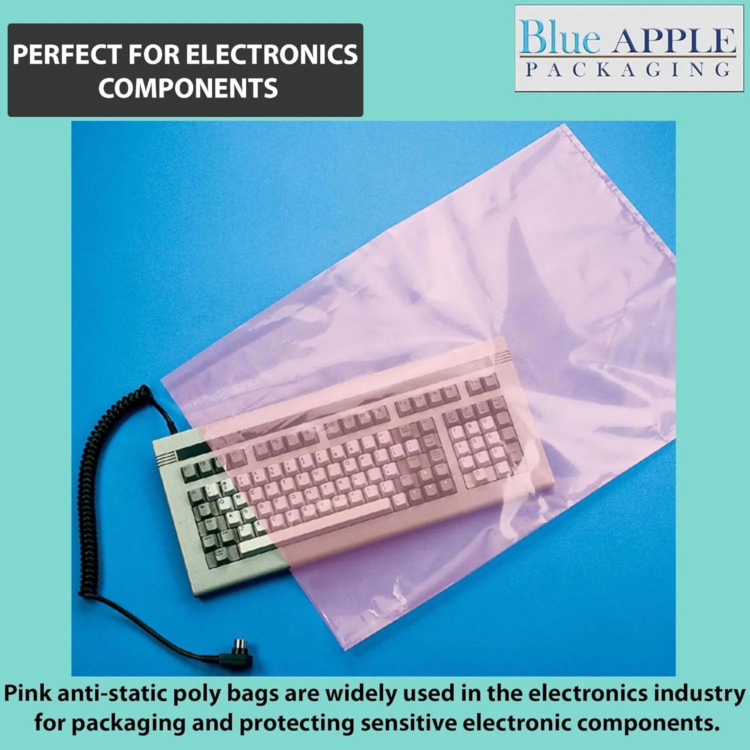 12X15 inches Pink Anti Static Bags 6 Mil Flat