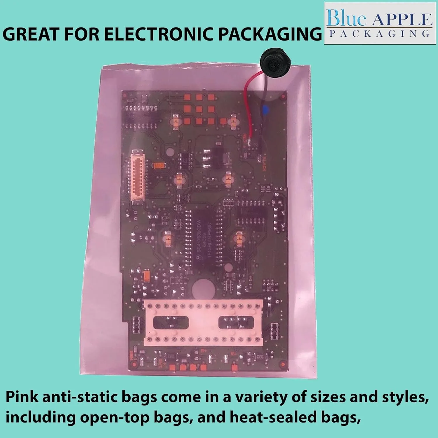 12X15 inches Pink Anti Static Bags 6 Mil Flat