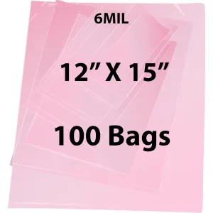 12X15 inches Pink Anti Static Bags 6 Mil Flat