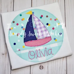 1390 - GIRL SAILBOAT CIRCLE - APPLIQUE CHILD SHIRT