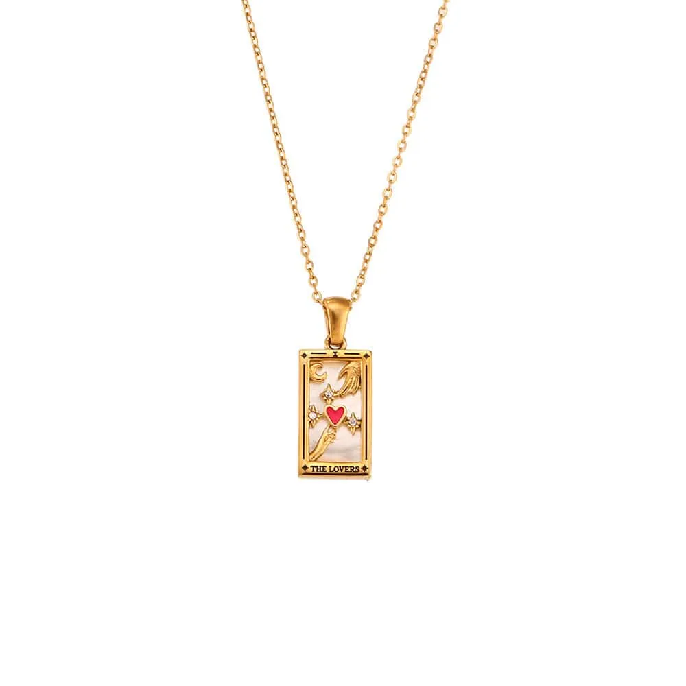 18K Gold Plated Stainless Steel Tarot Card Necklace
