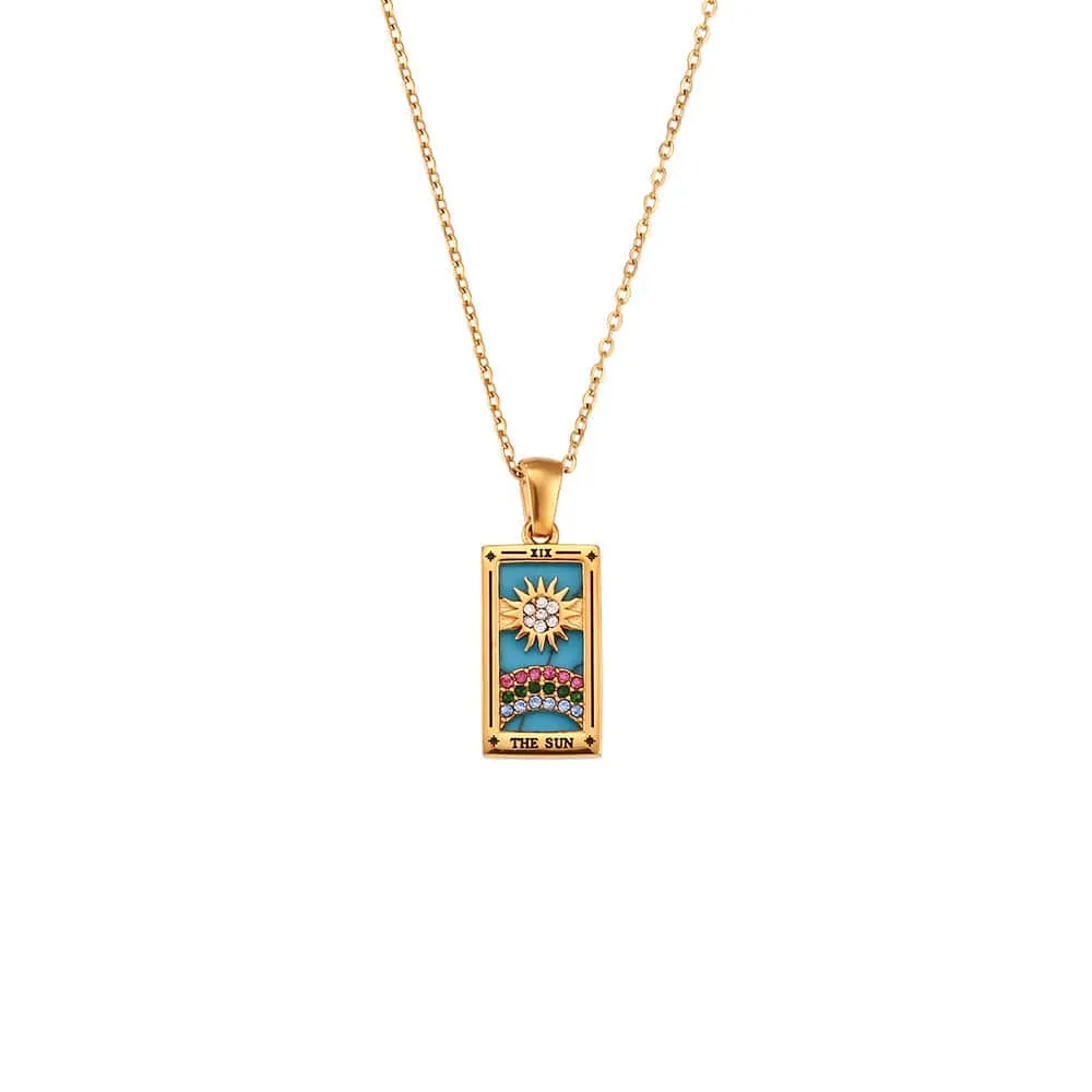 18K Gold Plated Stainless Steel Tarot Card Necklace