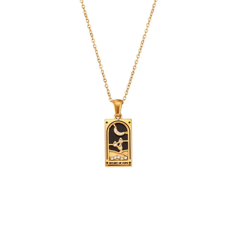 18K Gold Plated Stainless Steel Tarot Card Necklace
