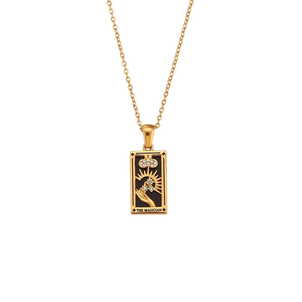 18K Gold Plated Stainless Steel Tarot Card Necklace
