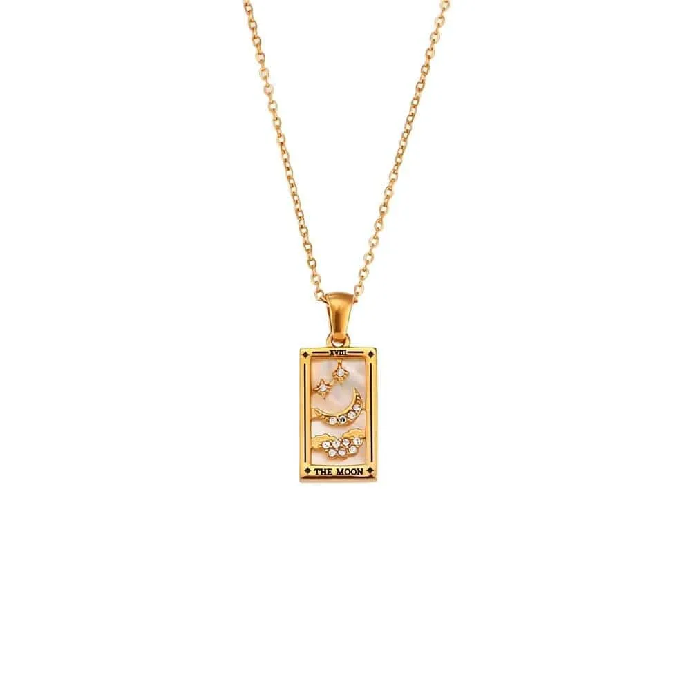 18K Gold Plated Stainless Steel Tarot Card Necklace