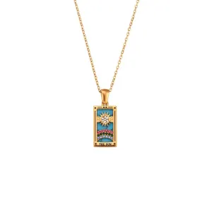 18K Gold Plated Stainless Steel Tarot Card Necklace