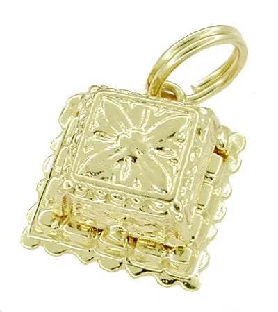 1950's Vintage Movable Diamond Engagement Ring and Ring Box Charm in 14 Karat Gold