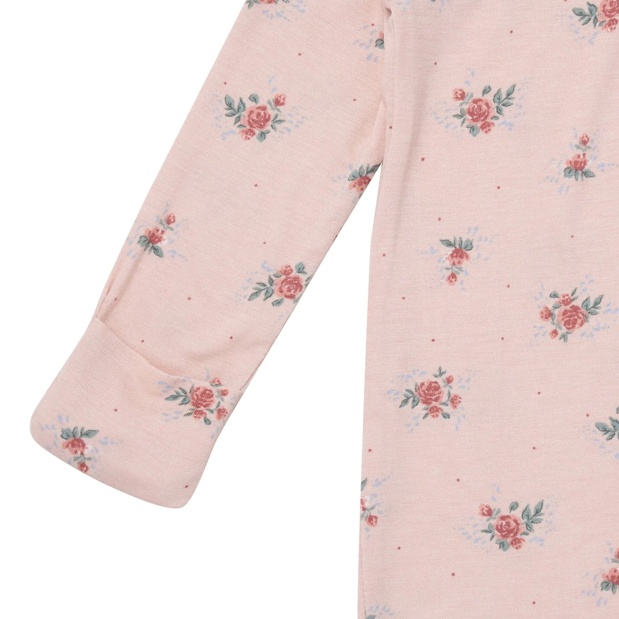 2-Pack Baby Girls Pink Roses Sleep 'N Plays With Mitten Cuffs