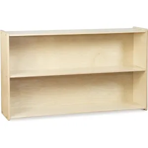 2 Shelf Horizontal Bookcase with Wheels Wooden Bookshelf Organizer