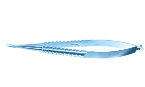 229R 8-040T Barraquer Needle Holder, 12.00 mm Fine Jaws, Curved, with Lock, Medium Size, Length 115 mm, Titanium