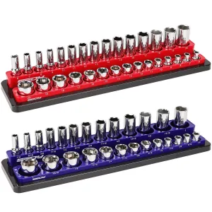 2Pc Magnetic Socket Organizer for 3/8" Drive - Detachable Metric & SAE Storage Holder