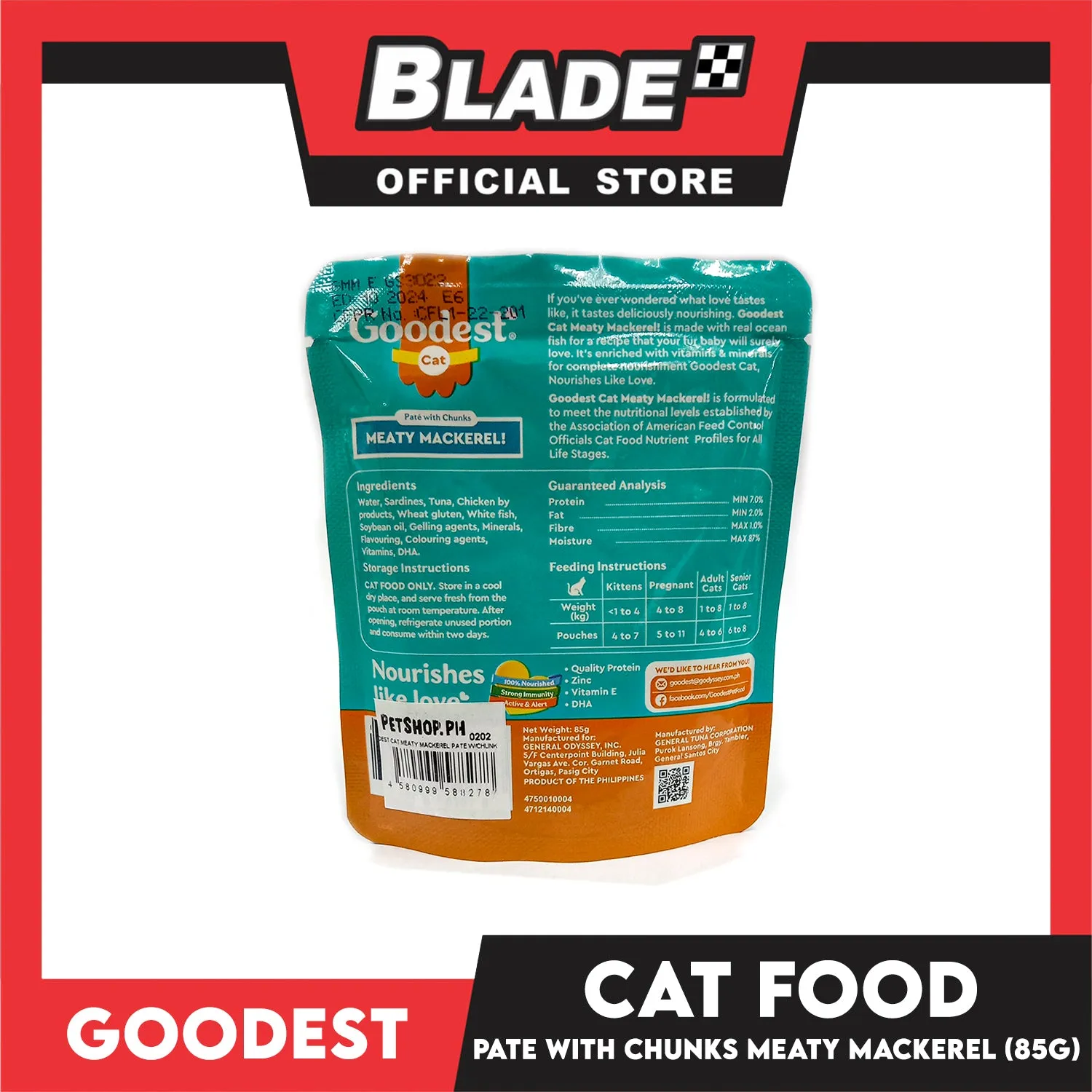 2pcs Goodest Cat Meaty Mackerel Pate with Chunks 85g Wet Cat Food