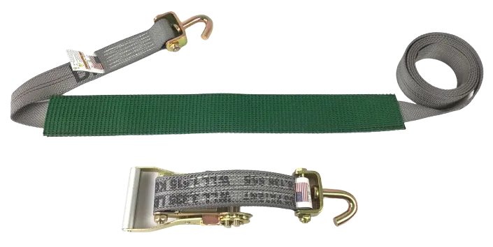 2" x 11' DIAMOND WEAVE 3 Point Ratchet Wheel Strap  with 2' Low Profile Grip Sleeve (Swivel J)