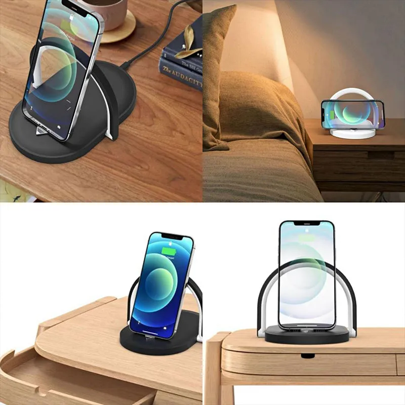3-in-1 Foldable Wireless Charger & Night Light - Stonego LED Reading Table Lamp with 15W Fast Charging