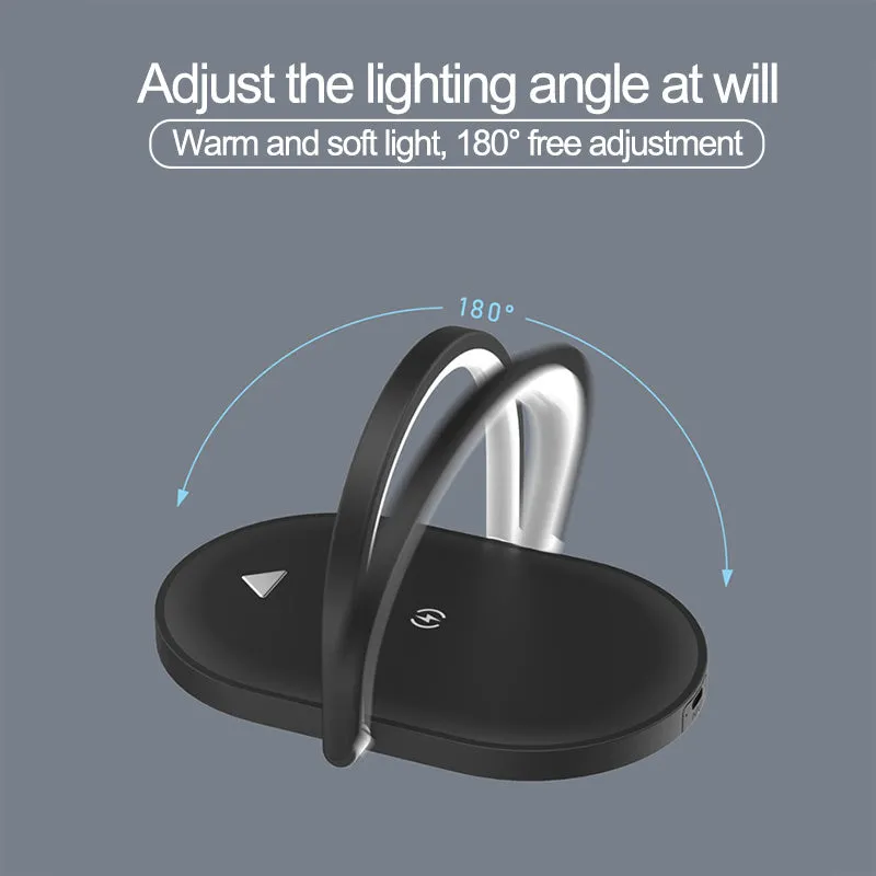 3-in-1 Foldable Wireless Charger & Night Light - Stonego LED Reading Table Lamp with 15W Fast Charging