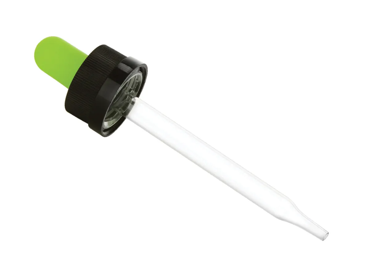 30 ML Green Glass Bottle With Green And Black Dropper Cap For Essential Oil & Beauty Products
