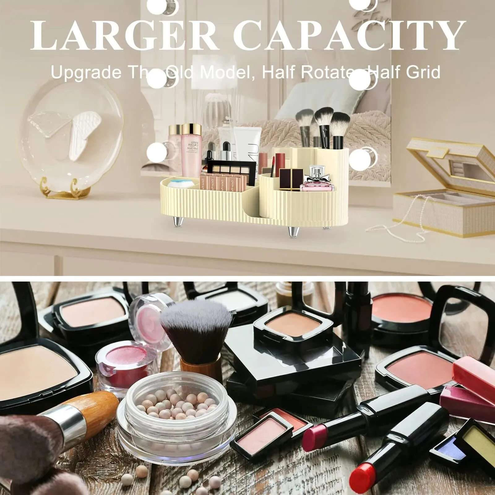 360° Rotating Makeup Organizer  Brush Holder