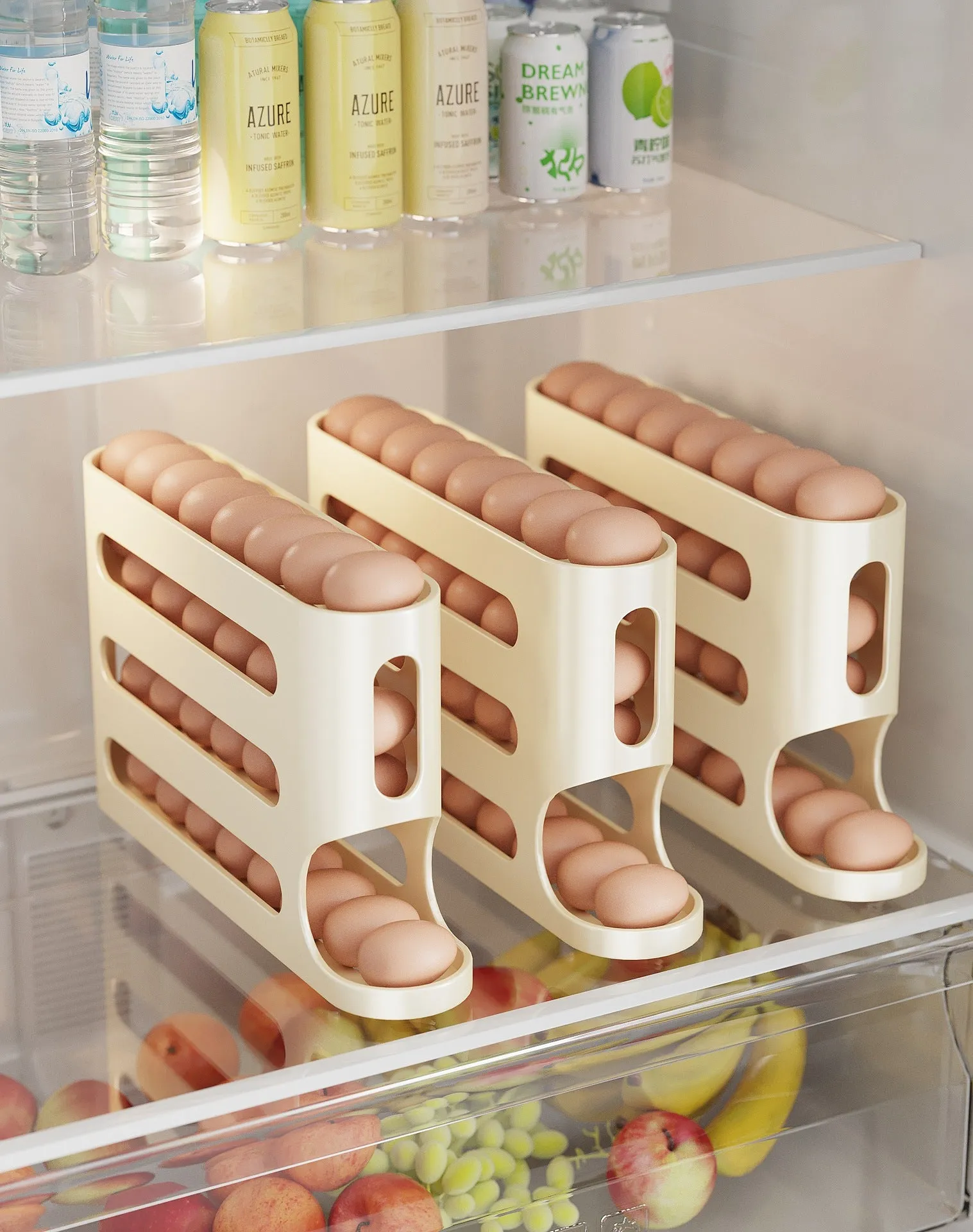 4-Layer Egg Rolling Dispenser for Refrigerator