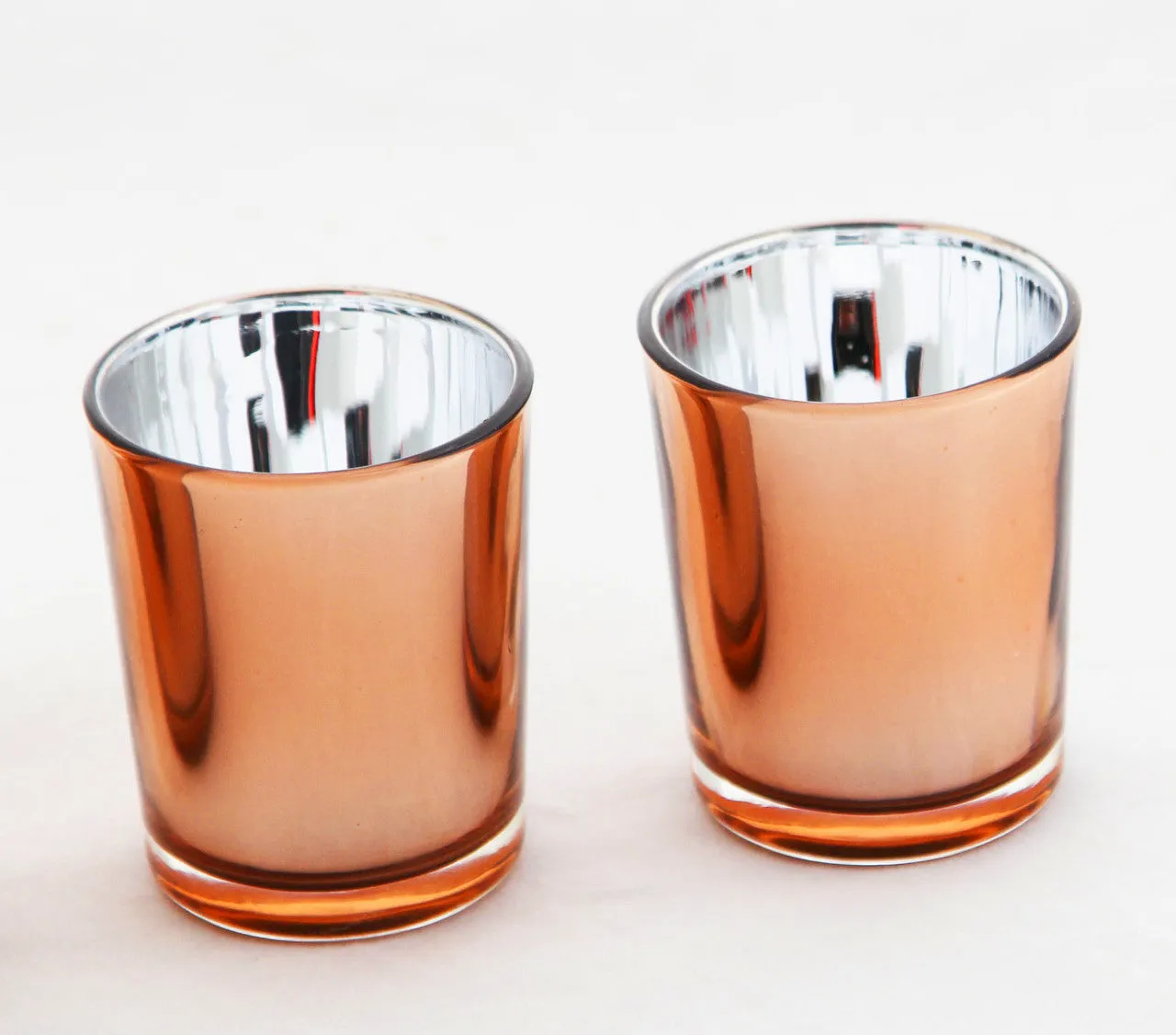40 Pack Copper Votive Tealight Candle Holders Valentines Day Mercury  Wedding Decor Glass Candlestick Party Decorations Bridal Baby Shower Event