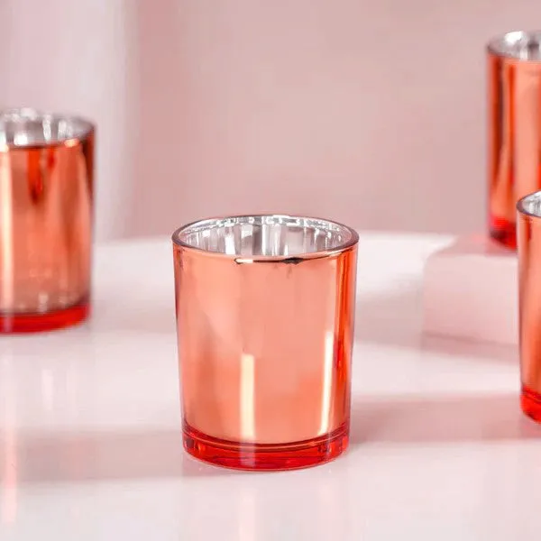40 Pack Copper Votive Tealight Candle Holders Valentines Day Mercury  Wedding Decor Glass Candlestick Party Decorations Bridal Baby Shower Event