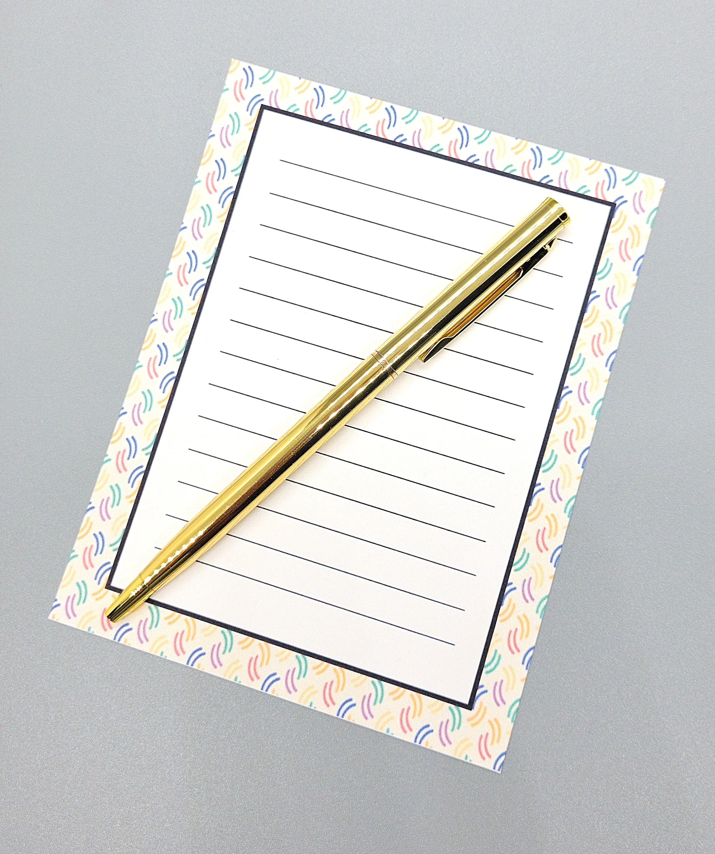 42-Pc Stationery Gift Box Set w/Reusable Desktop Organizer Box and Gold Pen - Pink, Orange & Yellow Paisley