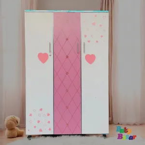 4ft x 6ft Pink & White Cupboard with Wheels Stylish & Durable Storage Solution