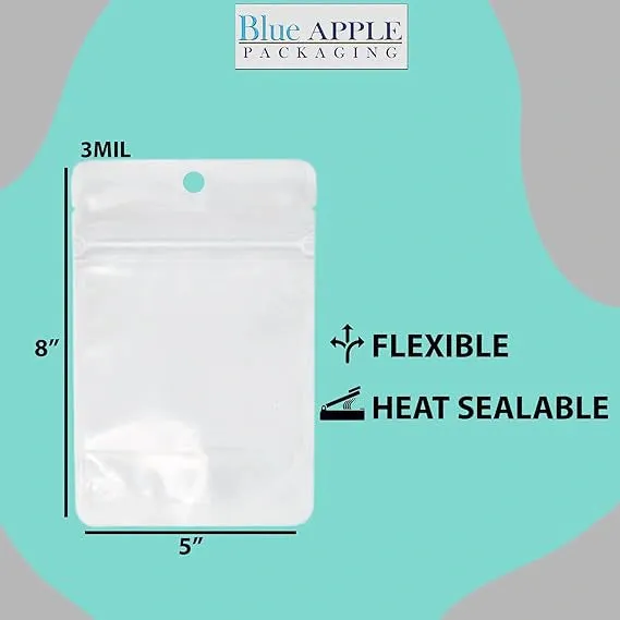 5X8   2.5 BG inches Clear Stand-Up Pouches with Hang Hole 2.7 mil