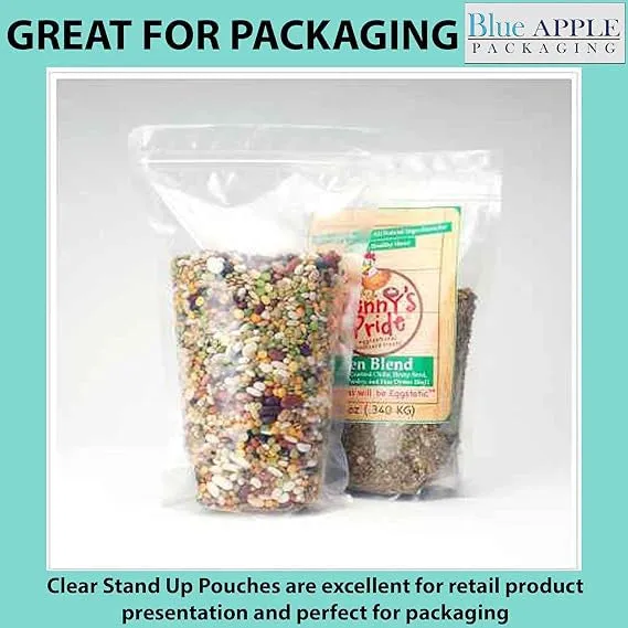 5X8   2.5 BG inches Clear Stand-Up Pouches with Hang Hole 2.7 mil