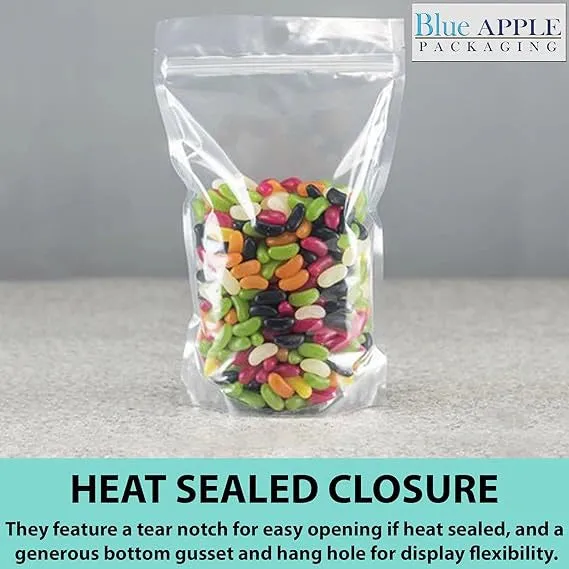 5X8   2.5 BG inches Clear Stand-Up Pouches with Hang Hole 2.7 mil