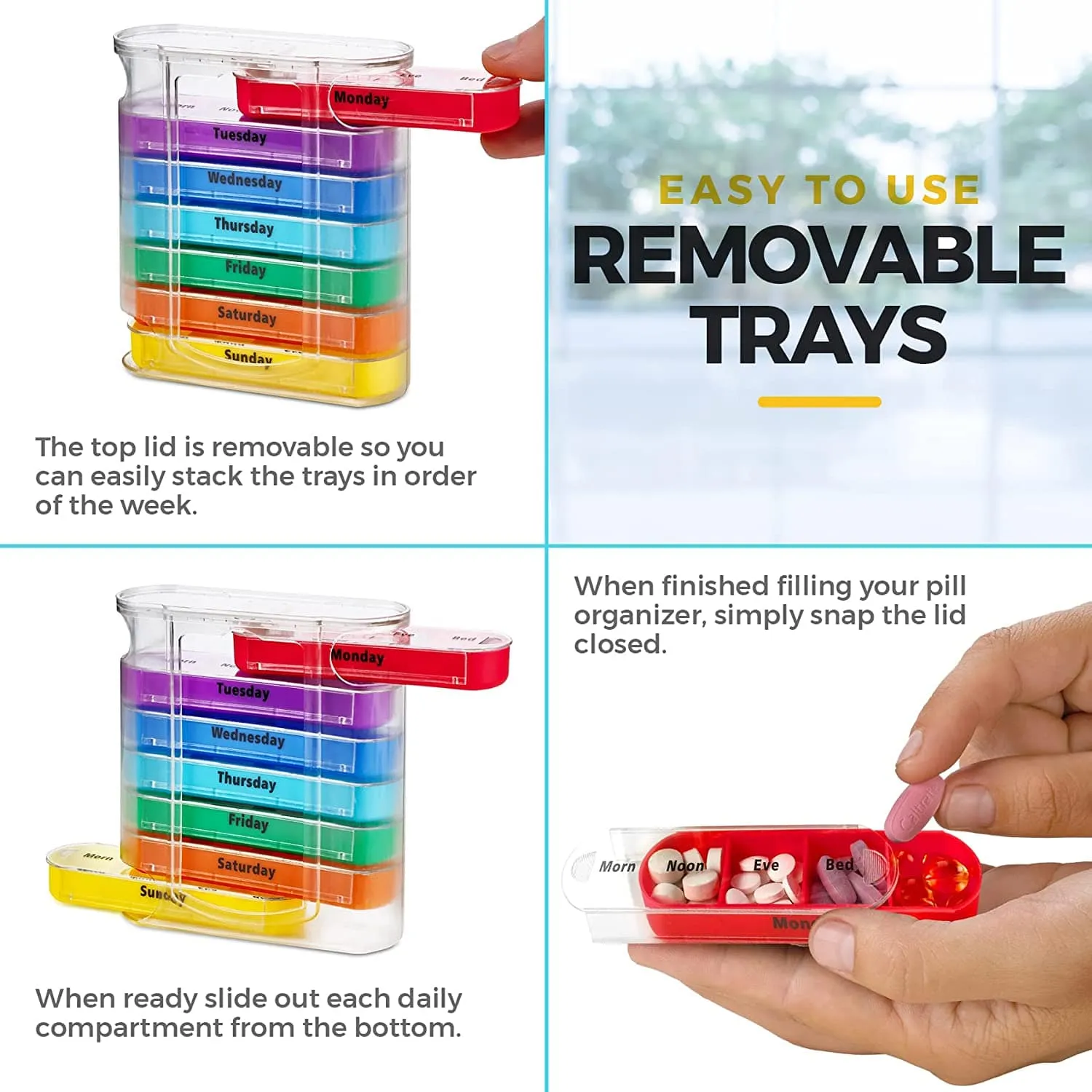 7 Day Stackable Pill Tower Organizer