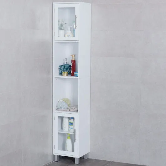 71 Inch Height Wooden Organizer Bathroom Tall Tower Storage Cabinet Unit - Color