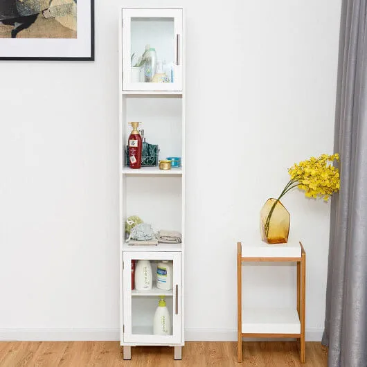 71 Inch Height Wooden Organizer Bathroom Tall Tower Storage Cabinet Unit - Color