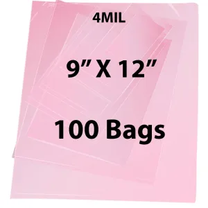 9X12 inches Pink Anti Static Bags 4 Mil Flat