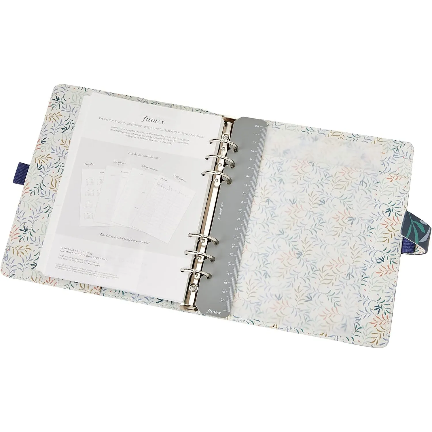 Agenda Organizer Filofax Non Datato Botanical Blu A5