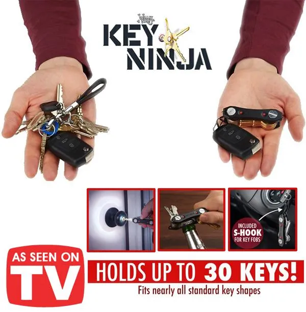 As Seen On TV Key Ninja Multifunctional Holder LED Lights Bottle Opener S Hook