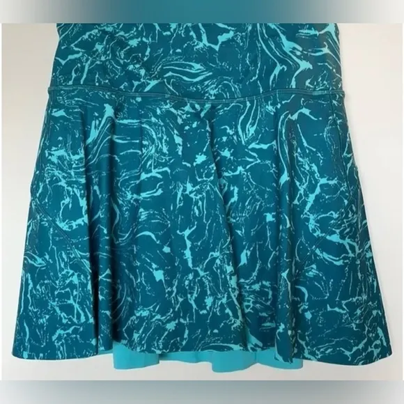 Athleta 3X Ace Printed Tennis Skort 13.5” - Ripple Marble Borealis Teal NWT