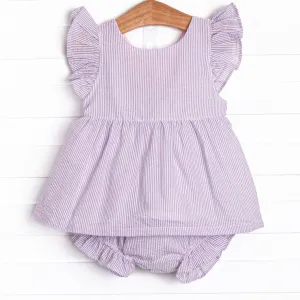 Ava Diaper Set, Purple Seersucker