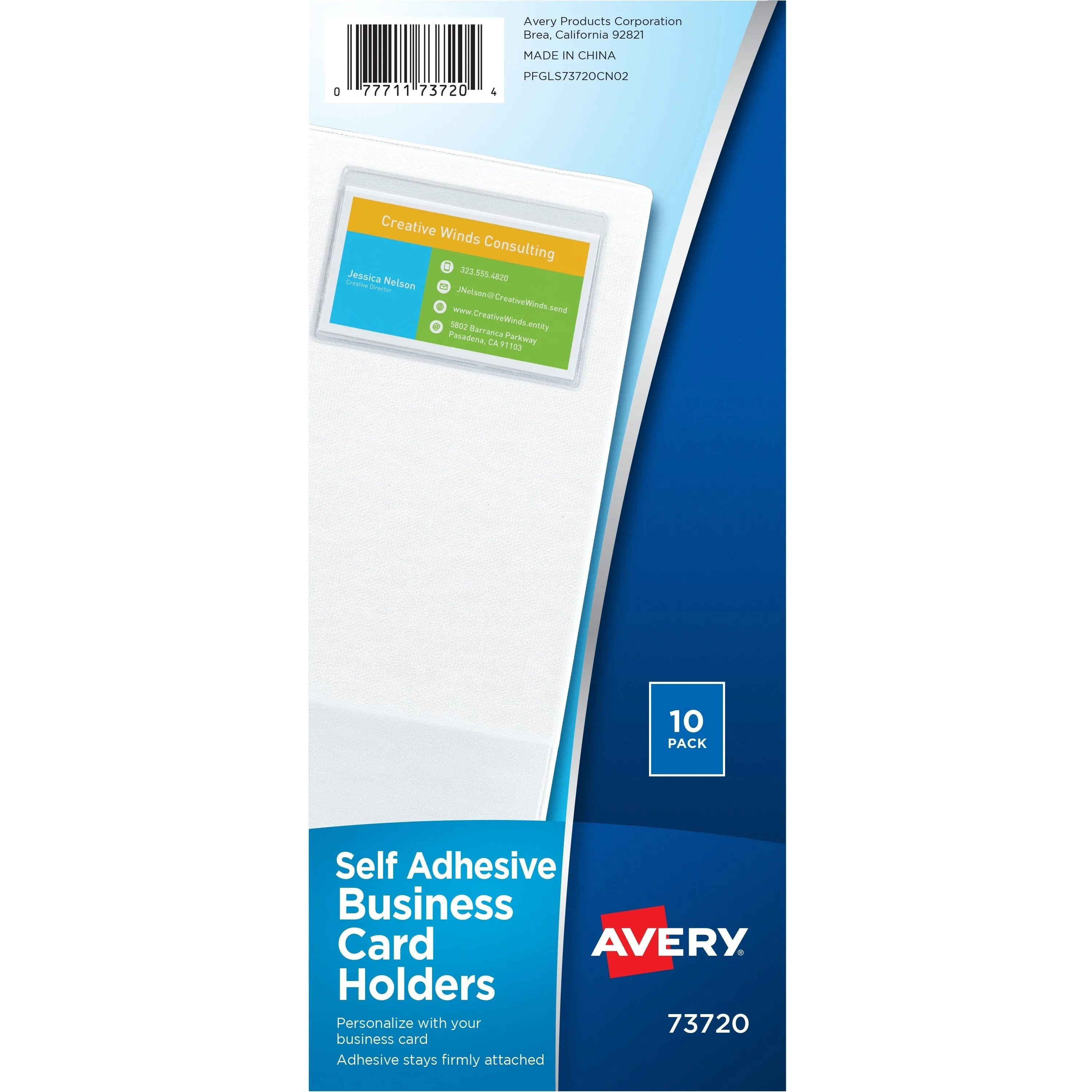 Avery(R) Self-Adhesive Business Card Holders, Top-Loading, 10 Holders (73720)