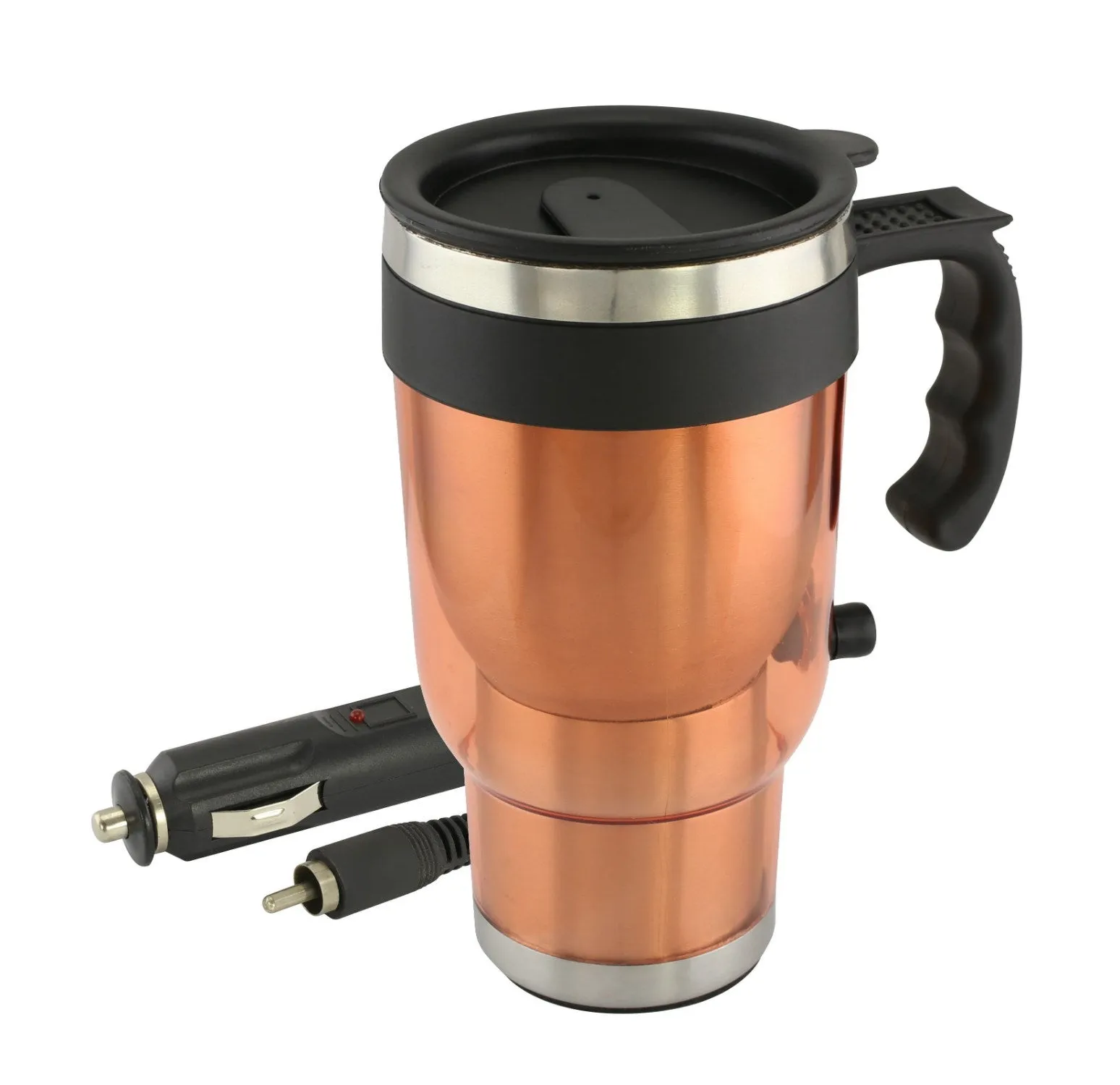 Awesome Stainless Steel Heated Travel Mug with 12V Car Adaptor! 16 Ounce!