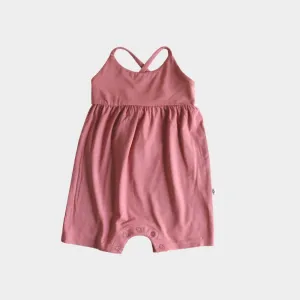 Babysprouts Tie-Back Romper in Dusty Rose