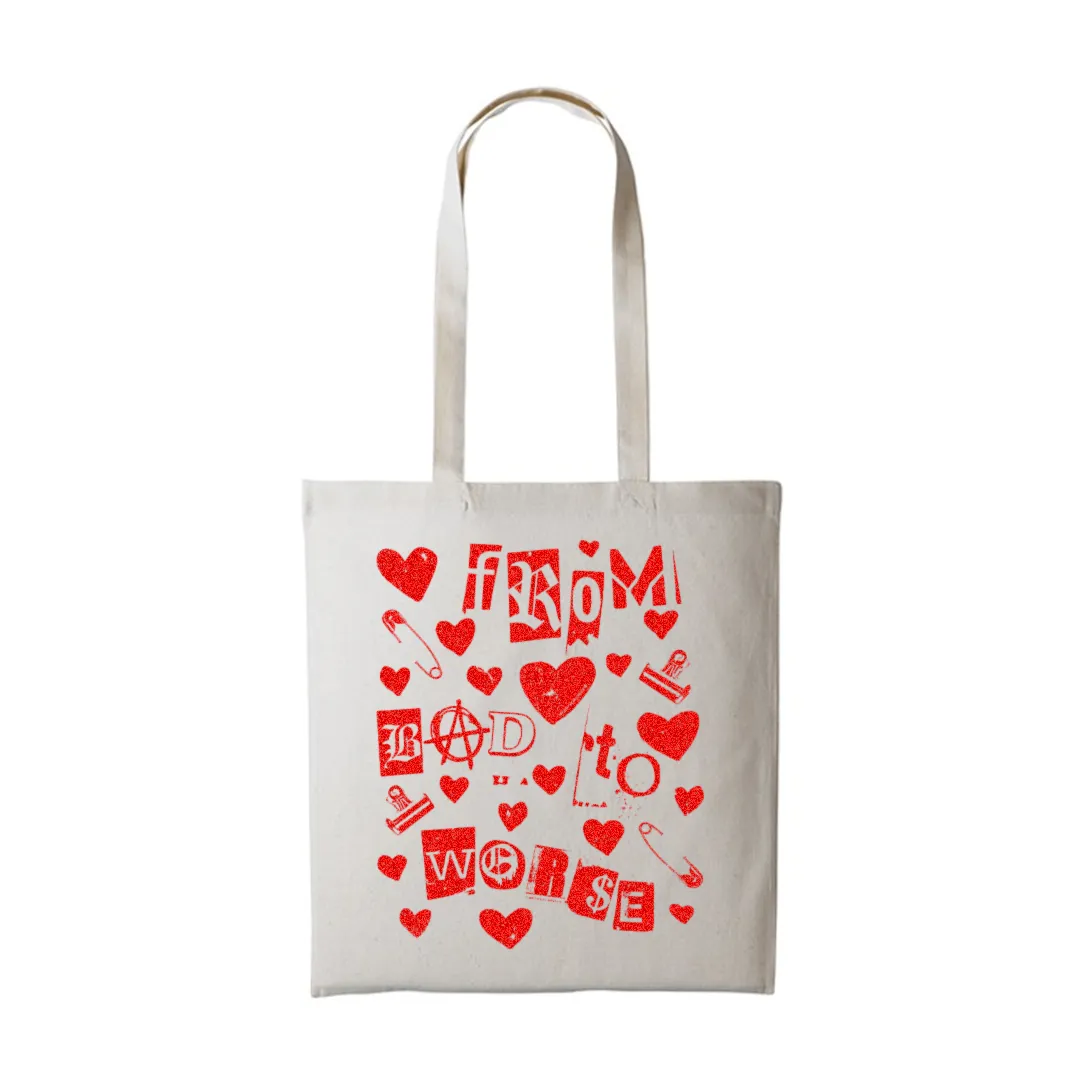 BAD TO WORSE WHITE TOTE BAG